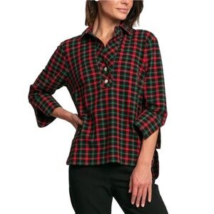 Hinson Wu Aileen plaid popover blouse, size XS